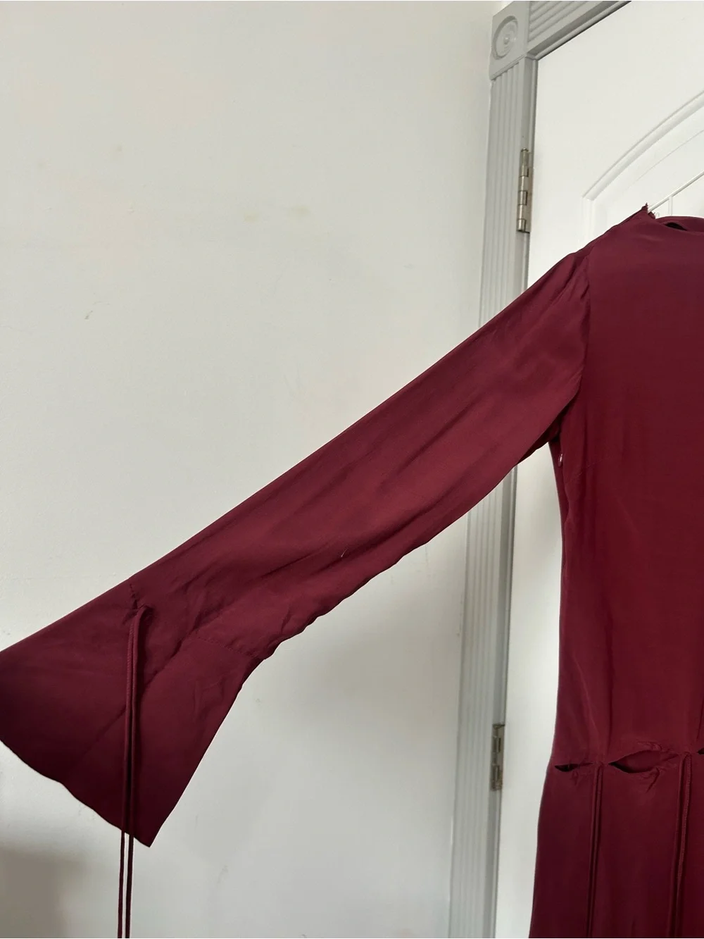 SAEMDI Long Sleeve Asymmetrical Bow Maxi Dress Size M NWT chic feminine 90s